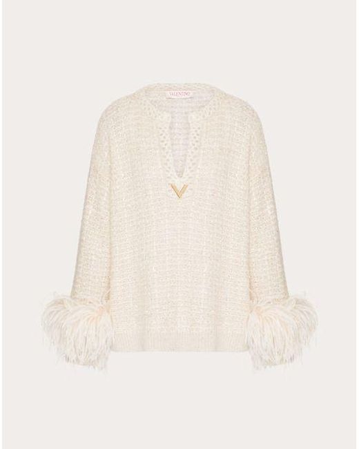 Valentino Natural Jumper In Lurex Mohair And Sequin Thread