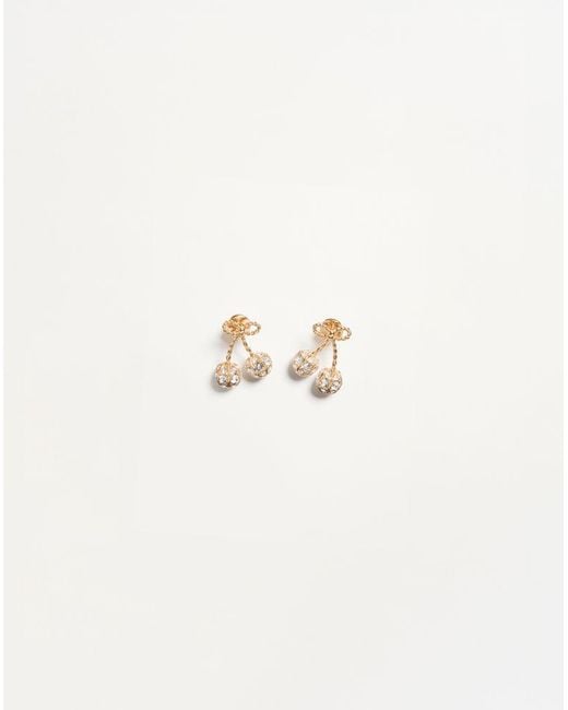 Valentino Garavani Natural Cherryfic Metal And Swarovski Crystal Earrings