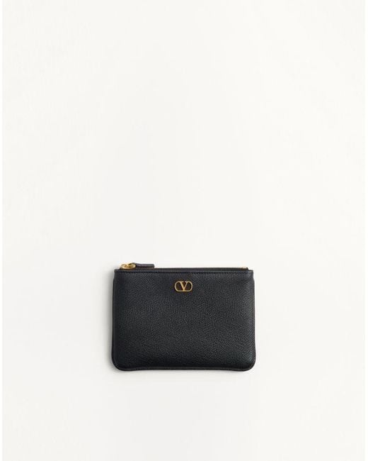 Valentino Garavani White Vlogo Signature Grainy Calfskin Clutch Bag