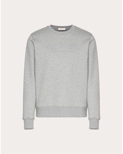 Valentino Gray Print Cotton Crewneck Sweatshirt for men