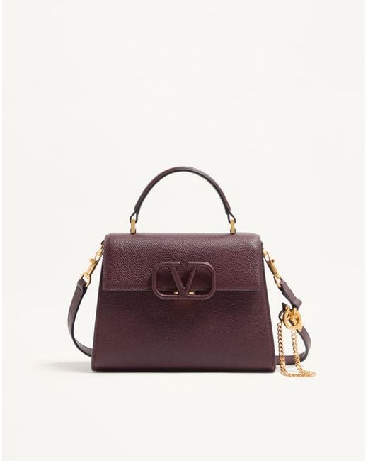 Valentino Garavani Purple Small Vsling Grainy Calfskin Handbag
