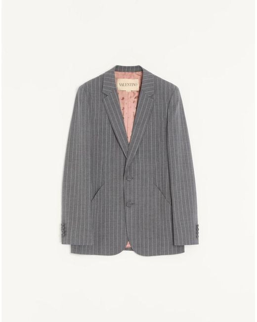 Valentino Gray Single-Breasted Jacket for men