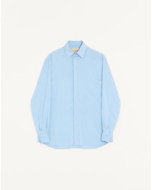Valentino Blue Striped Silk Shirt 38 for men