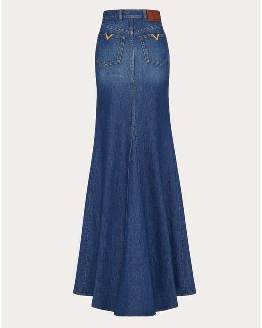 Valentino Blue Long Denim Skirt