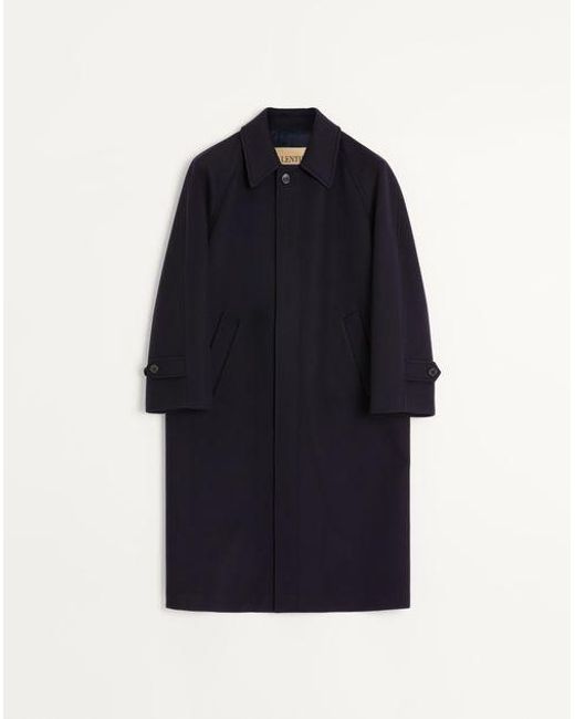 Valentino Blue Single-Breasted Wool And Cashmere Coat for men