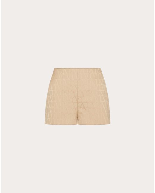 Valentino Natural Shorts In Toile Iconographe Cotton Cordura