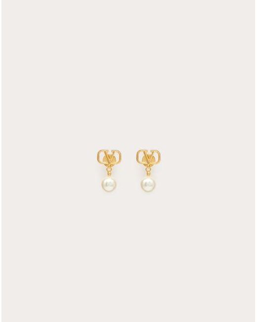 Valentino Garavani Natural Vlogo Signature Earrings With Swarovski® Pearls