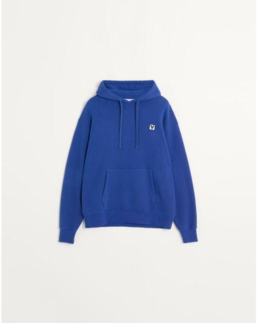メンズ Valentino ヴァレンティノ シェ ヴァレンティノ パッチ コットン クルーネックスウェットシャツ おとこ ブルー Blue
