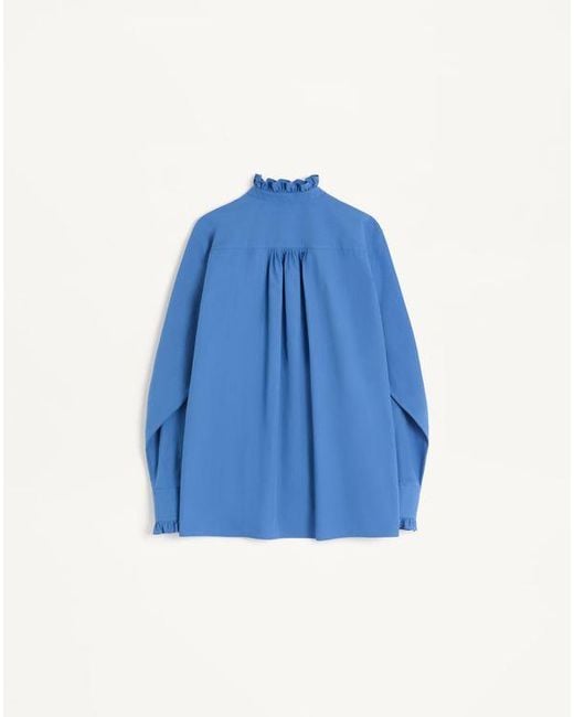 メンズ Valentino プラストロン & ラッフル コットンポプリン シャツ おとこ プロヴァンスブルー Blue