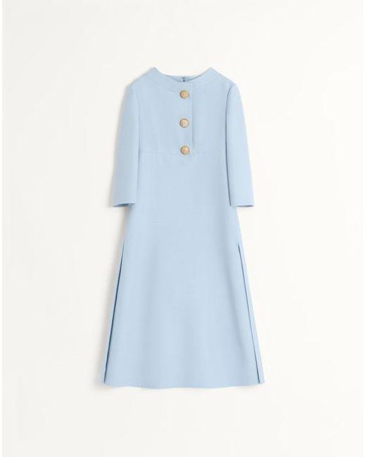 Valentino Blue Crepe Couture Midi Dress