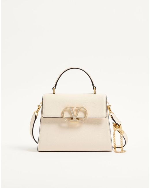 Valentino Garavani Natural Small Vsling Handbag With Jewel Logo