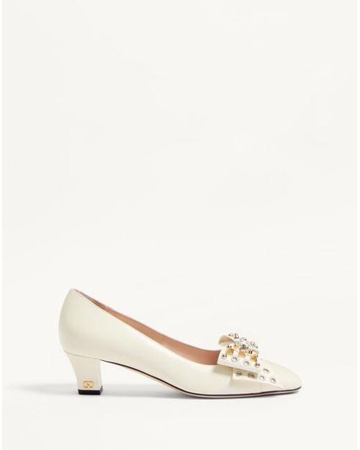 ★VALENTINO GARAVANI★ボウワウ キッドスキン パンプス 45mm Bowow Pumps In Kidskin 45mm for Woman in Ivory | Valentino US