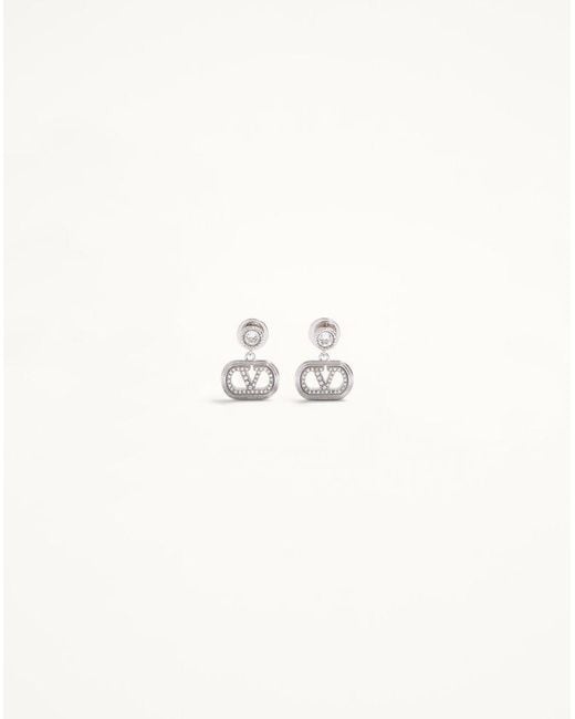 Valentino Garavani Natural Ovalette Metal And Swarovski Crystal Earrings