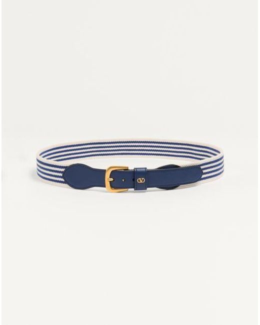 Valentino Garavani Blue Vlogo Signature Calfskin Belt 35 Mm for men