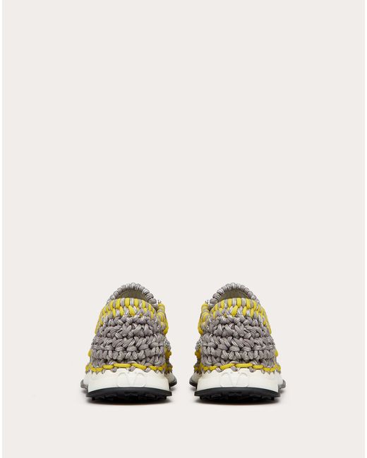 Valentino Garavani Yellow Crochet Sneakers In Fabric for men