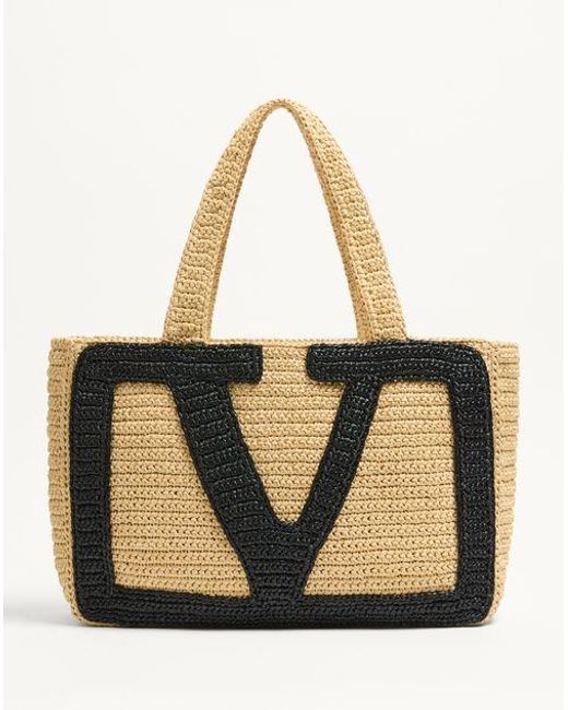 Valentino Garavani Women Raffia Medium Viva Superstar Shopping Bag