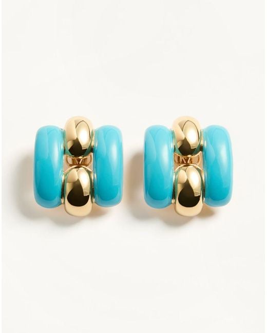Valentino Garavani Blue Pas Plus Metal And Enamel Earrings