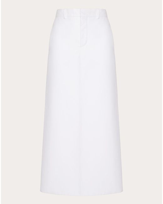Valentino White Compact Popeline Skirt