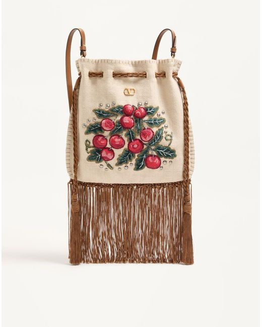Valentino Garavani Multicolor Nellcôte Alice Embroidered Bag With Fringes