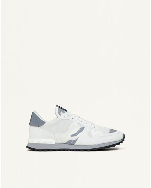 Valentino Garavani White Camouflage Rockrunner Sneaker for men