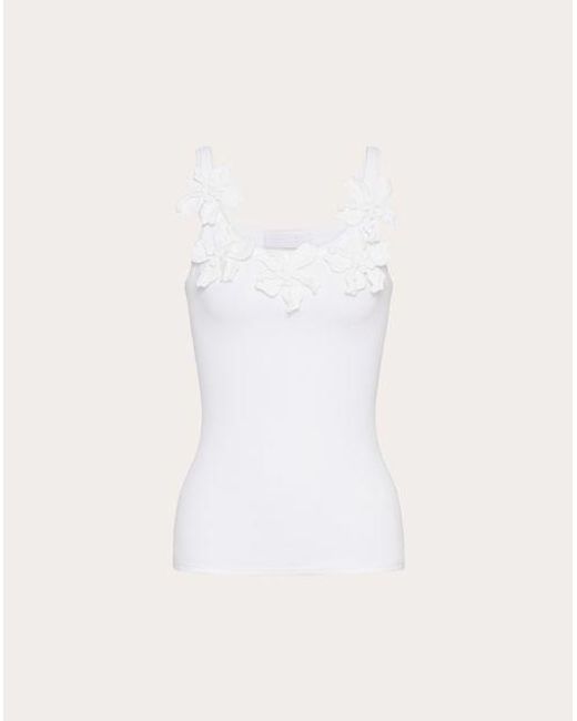 Valentino Blue Embroidered Cotton Jersey Top
