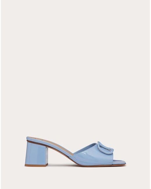 Sandalo slide vlogo signature in vernice 60mm di Valentino Garavani in Blue