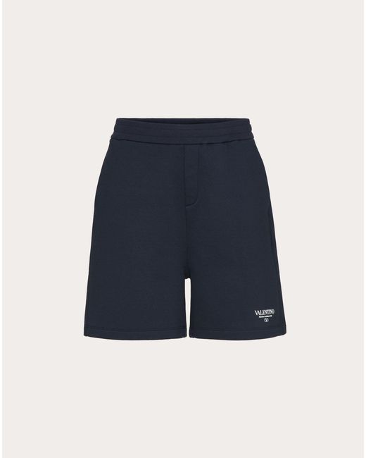 Valentino Blue Print Cotton Bermuda Shorts for men