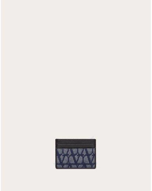 Valentino Garavani White Toile Iconographe Denim-effect Jacquard Fabric Card Holder With Leather Details for men