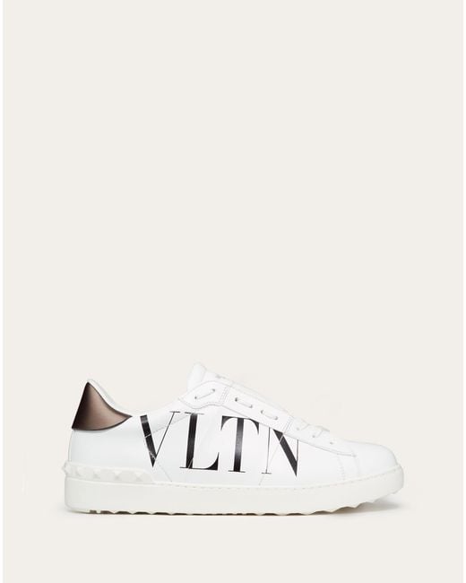 Valentino Garavani Leather Open Sneaker With Vltn Logo in White/ Black ( White) for Men | Lyst
