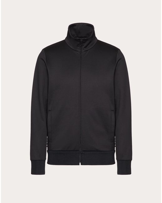 Valentino High Neck Acetate Sweatshirt With Zipper And Black Untitled Studs for men