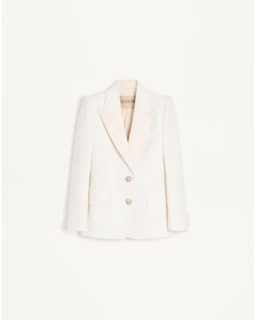 Valentino Natural Diagonal Cotton Linen Jacket