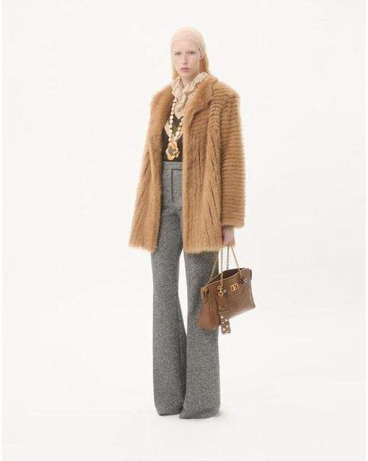 Valentino シアリング コート 女性 ハニー Natural