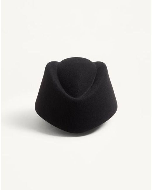 Valentino Garavani Black Vlogo Signature Merino Wool Hat for men