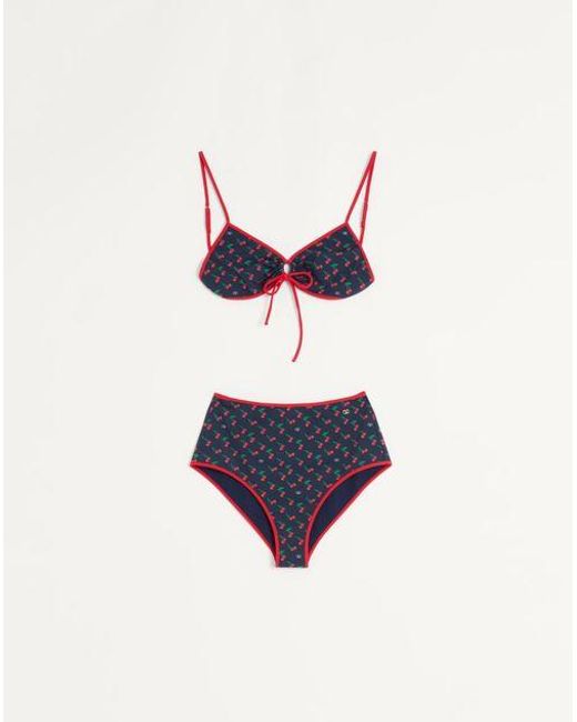Traje De Baño De Lycra Con Estampado Cherryfic Mujer Valentino de color White