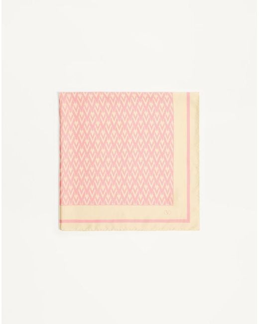 Valentino Garavani Pink Toute La V Silk Scarf