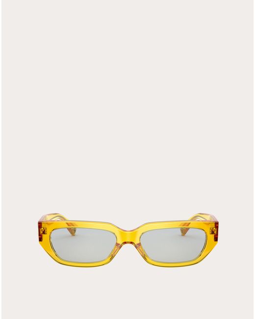 Valentino Yellow Rechteckige Sonnenbrille Vlogo Signature Aus Acetat