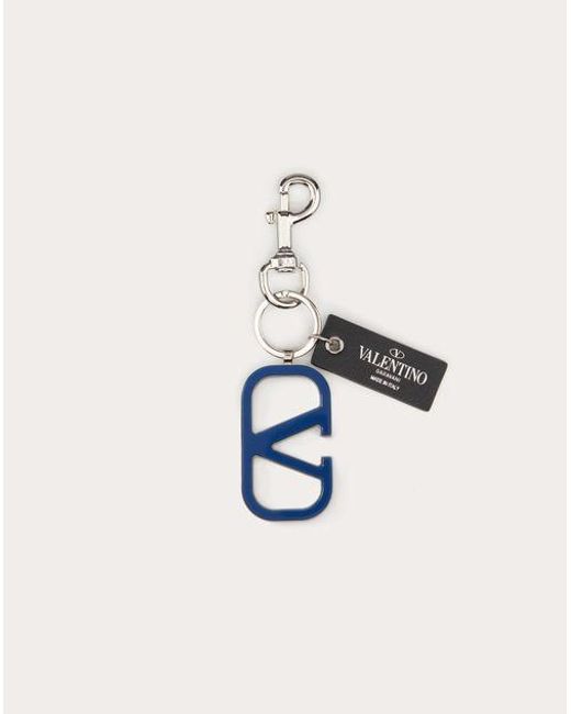 メンズ Valentino Garavani Vロゴ シグネチャー キーホルダー おとこ ブライトブルー Blue