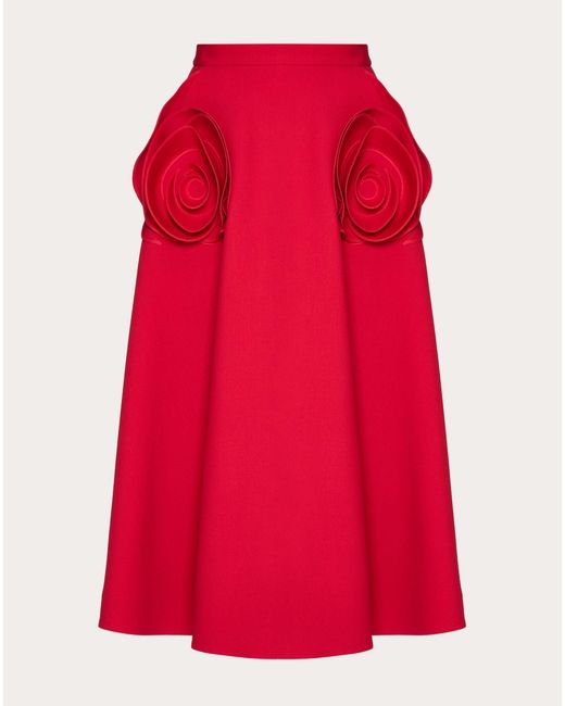 Valentino Red Crepe Couture Midi Skirt