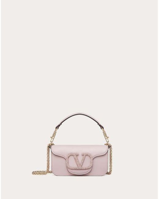 Valentino Garavani Pink Locò Small Shoulder Bag With Jewel Logo