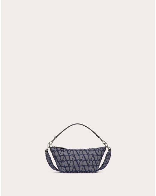 Valentino Garavani White Denim-effect Toile Iconographe Jacquard Fabric Crossbody Bag for men