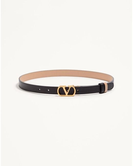 Valentino Garavani Natural Vlogo Signature Reversible Shiny Calfskin Belt