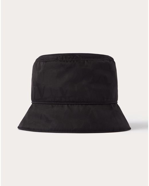 Valentino Garavani Black Toile Iconographe Reversible Nylon Bucket Hat With Clutch for men