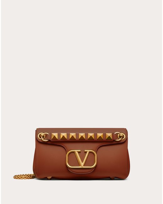Valentino Garavani Leather Stud Sign Nappa Shoulder Bag in Brown Lyst