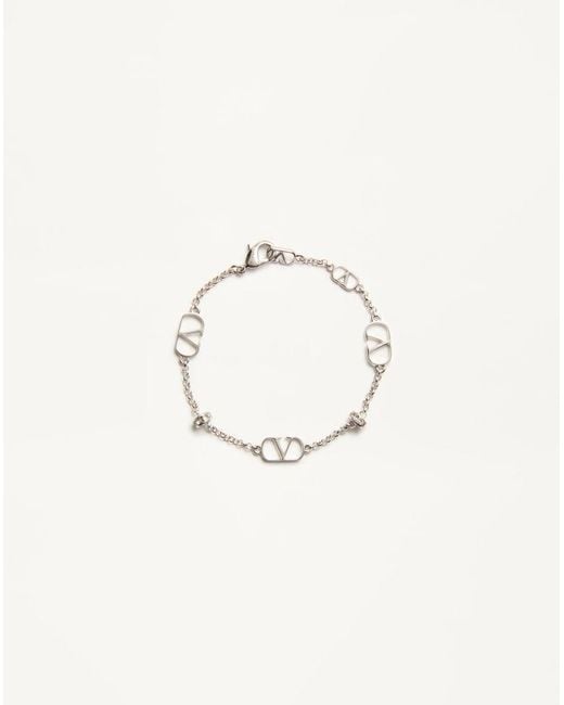 Valentino Garavani Natural Vlogo Signature Metal And Crystal Bracelet