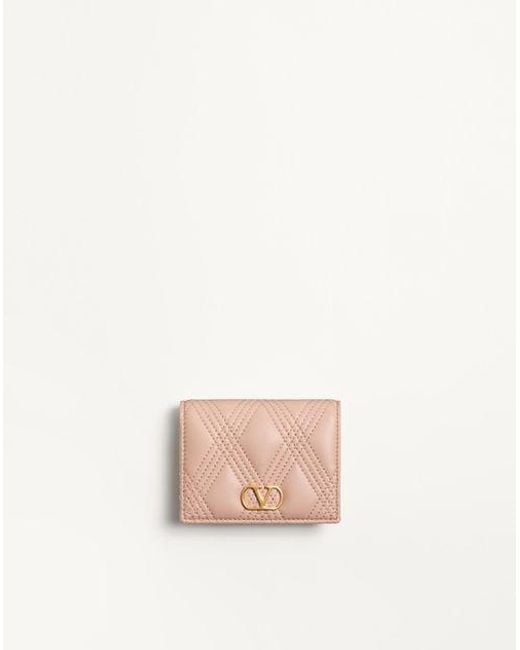 Valentino Garavani Pink Quiltie 67 Wallet