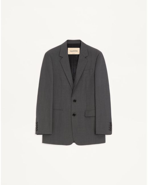 Valentino Blue Single-Breasted Wool Jacket for men