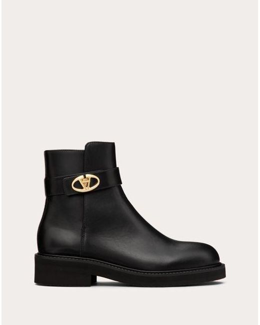 Valentino Garavani Vロゴ ロッカー カーフスキン アンクル ブーツ 