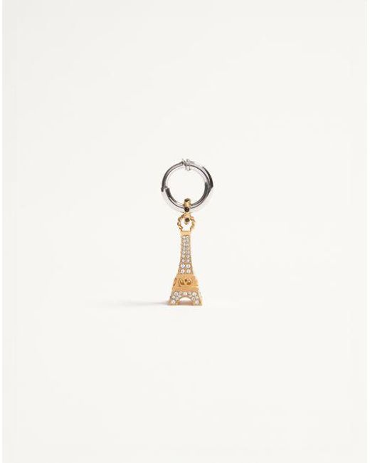 メンズ Valentino Garavani シェ ヴァレンティノ メタル X スワロフスキー®クリスタル モノ イヤリング おとこ パラジウム/アンティークブラス Natural