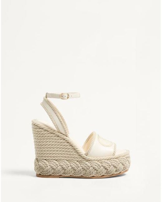 Valentino Garavani Natural Vlogo Torchon Wedge Sandal