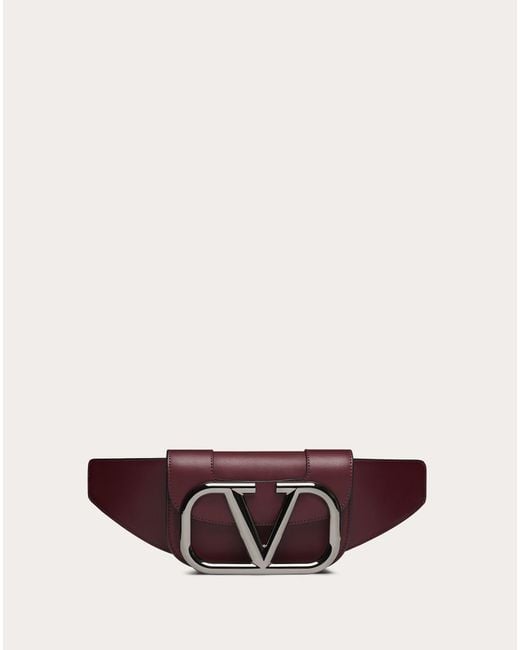 Valentino Garavani Red Supervee Leather Belt Bag for men